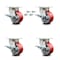 Service Caster 4 Inch Kingpinless Red Poly on Steel Wheel Caster Set Brake and Swivel Lock SCC-KP30S420-PUR-RS-SLB-BSL-4 - alternate 1